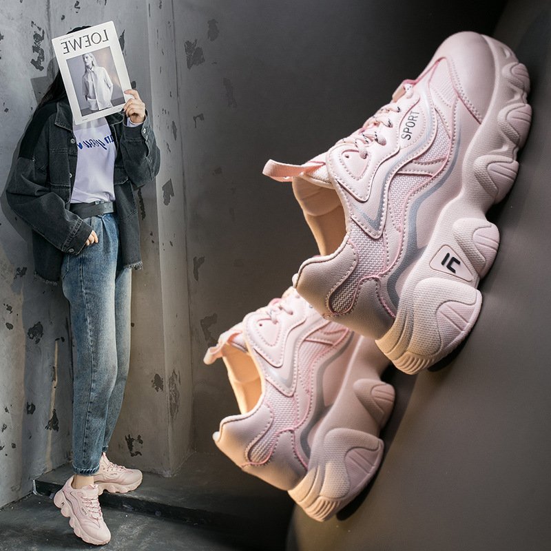 2020 spring new student sports shoes women women running thick-soled height increase shoes women