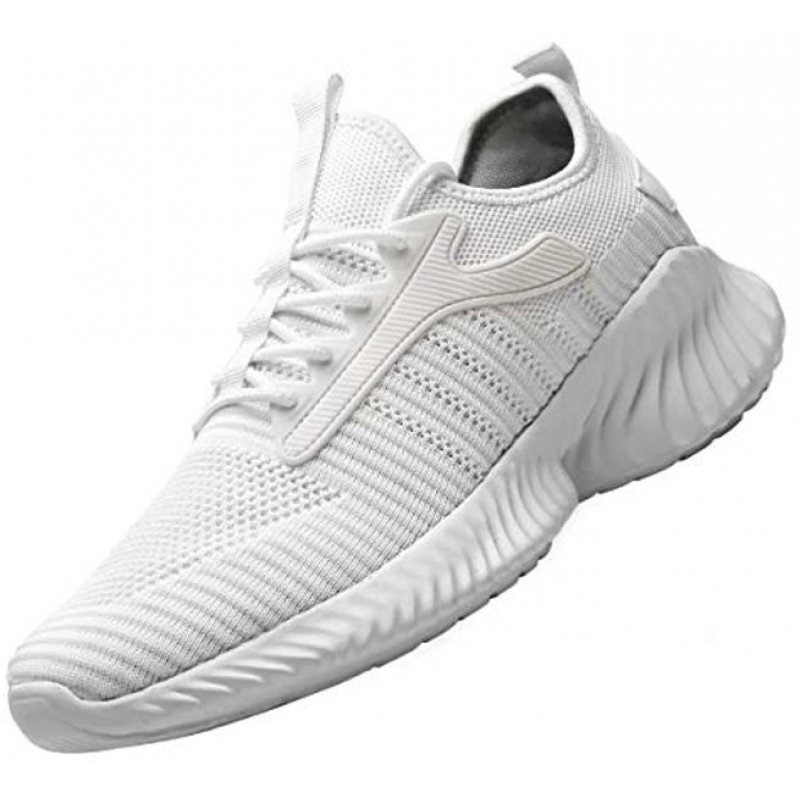 Mevlzz Mens Running Shoes Slip on Walking Shoes Fashion Breathable Sneakers Mesh Soft Sole Casual Athletic Lightweight Z197-white